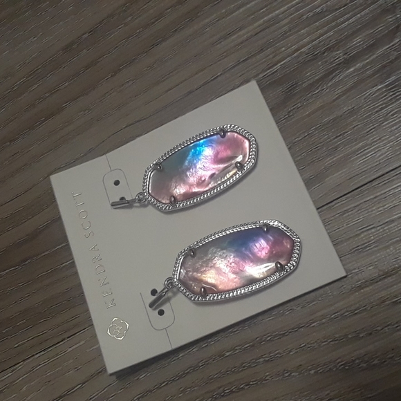 Kendra Scott Silver ELLE Large Watercolor Limited Stone Earrings - Picture 2 of 2